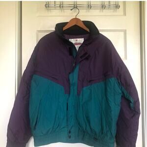 VTG 90s Obermeyer Zephyr Colorblock Ski Jacket Purple Teal Men’s L Outdoor Retro